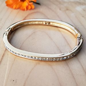 Genuine Swarovski Hallmarked Gold-Plated Crystal Hinged Bracelet